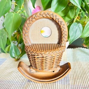 Vintage Brown Wicker Rocking Chair Picture Frame